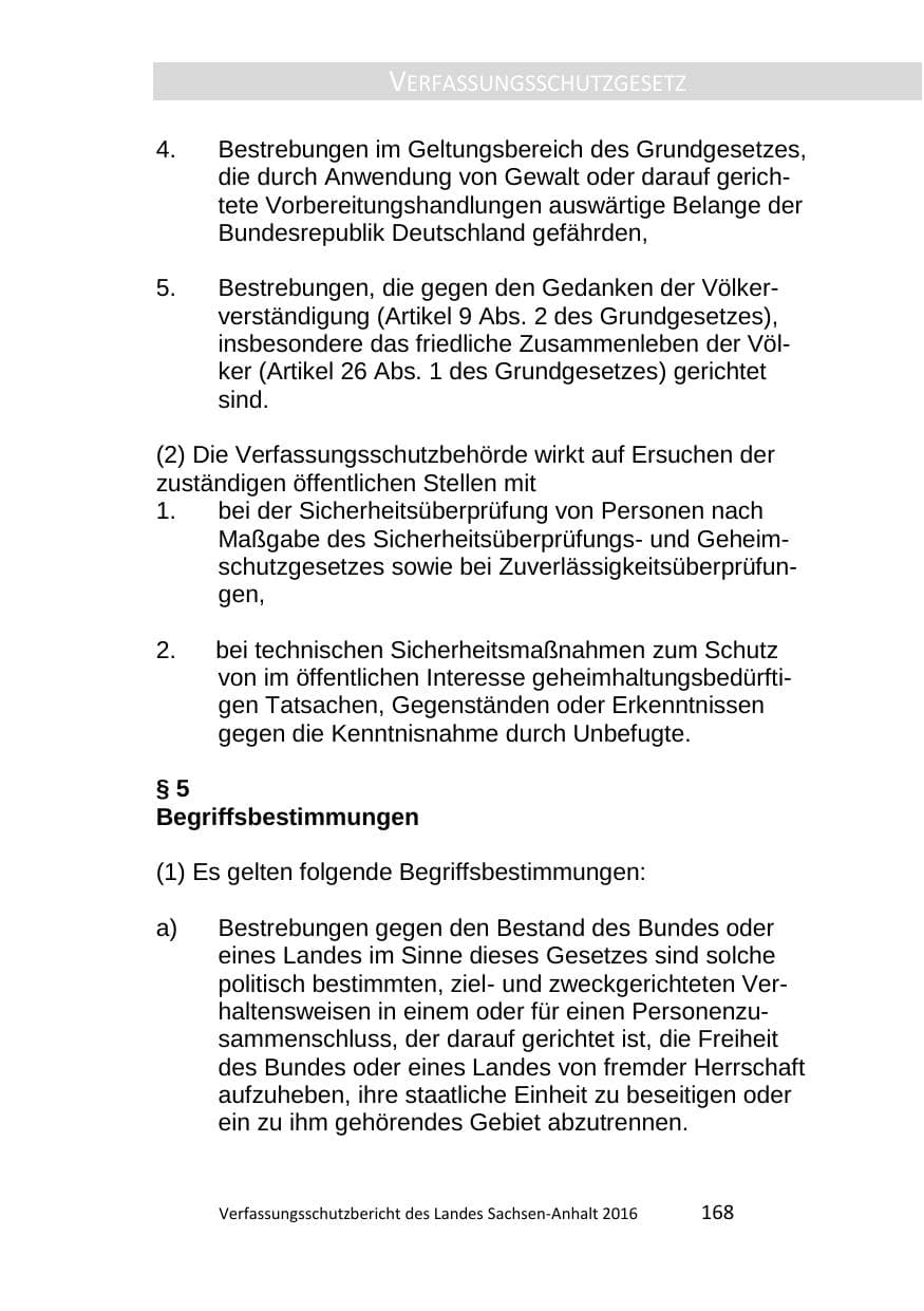 Seite 168 des Verfassungsschutzbericht 2016 Sachsen-Anhalt