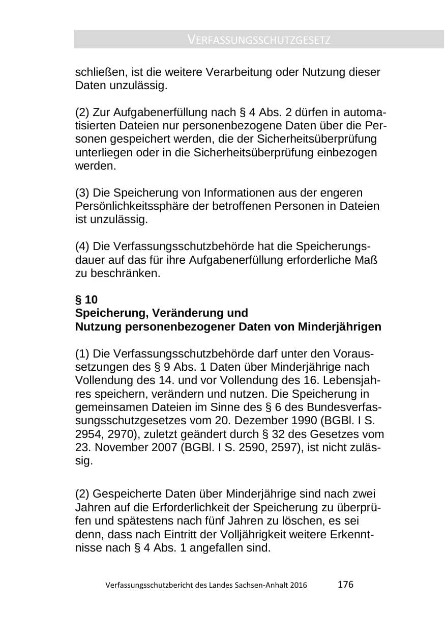 Seite 176 des Verfassungsschutzbericht 2016 Sachsen-Anhalt