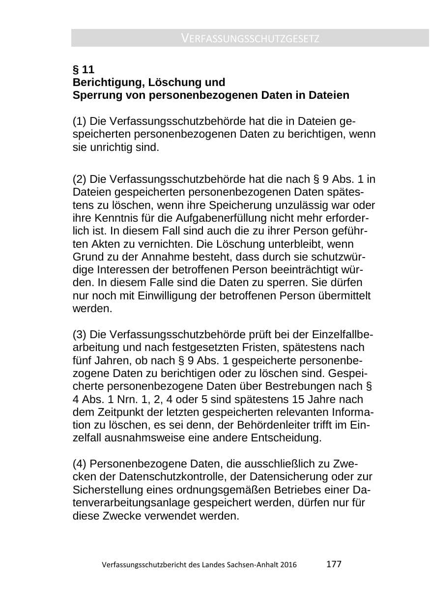 Seite 177 des Verfassungsschutzbericht 2016 Sachsen-Anhalt