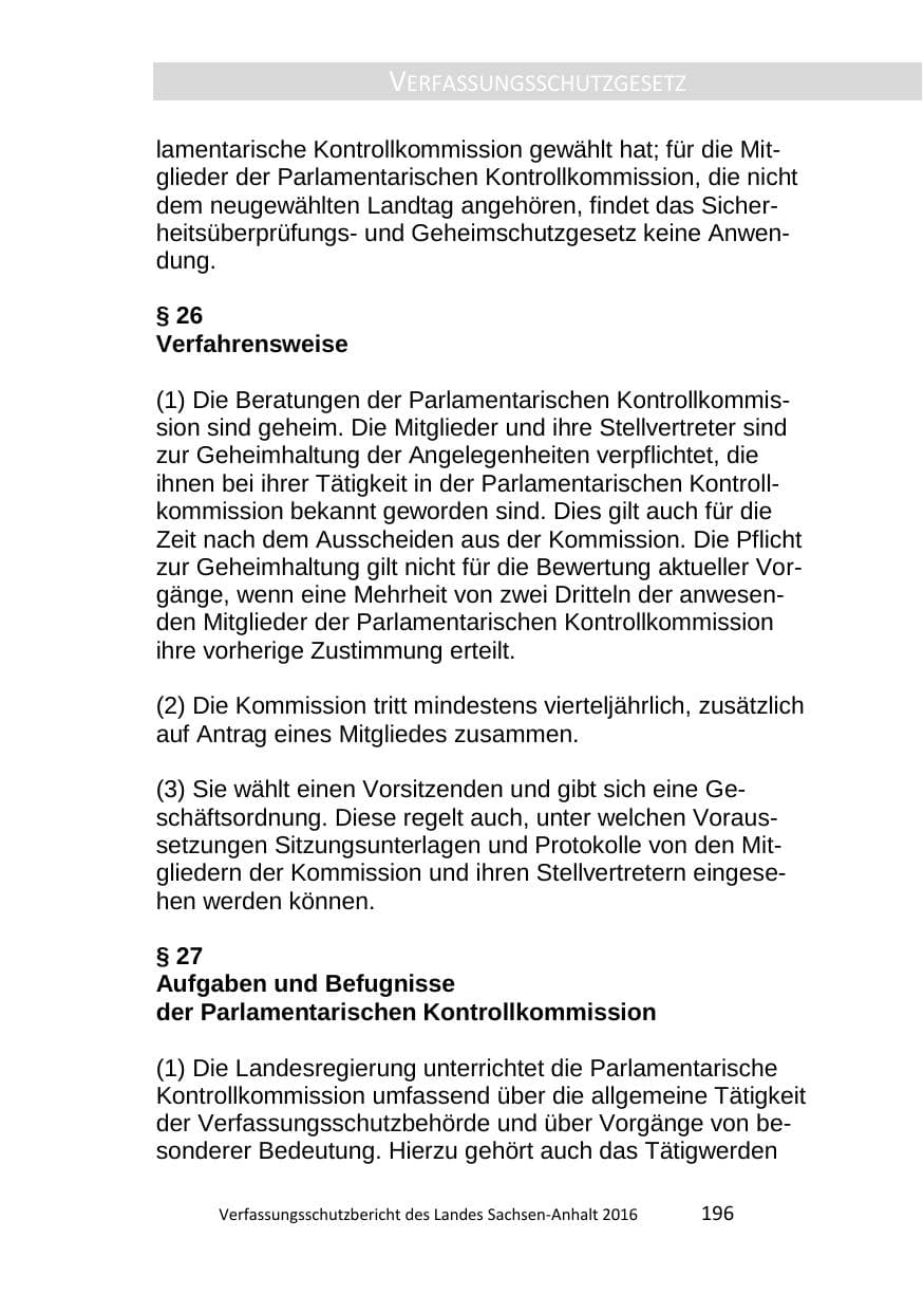 Seite 196 des Verfassungsschutzbericht 2016 Sachsen-Anhalt