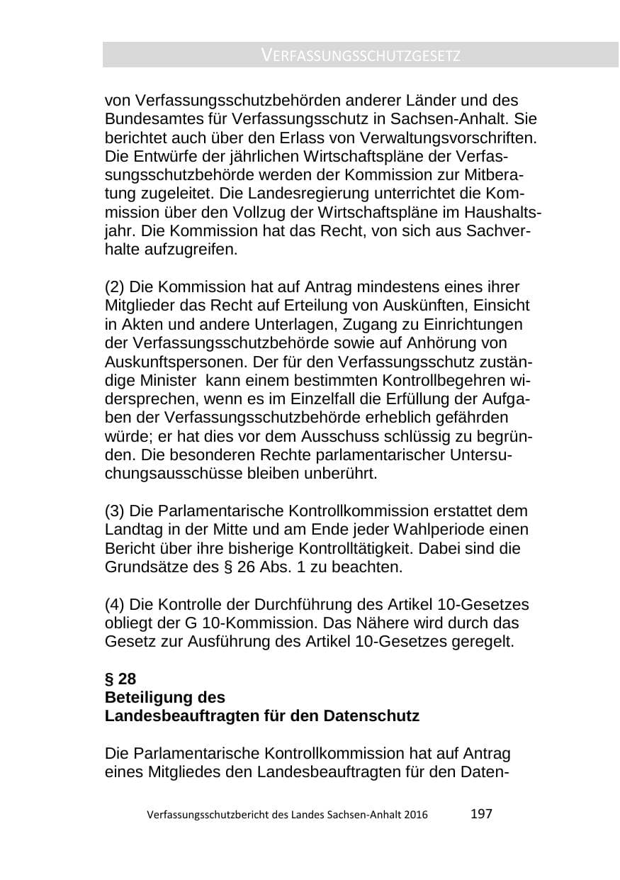 Seite 197 des Verfassungsschutzbericht 2016 Sachsen-Anhalt