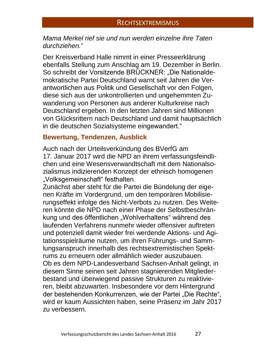 Seite 27 des Verfassungsschutzbericht 2016 Sachsen-Anhalt