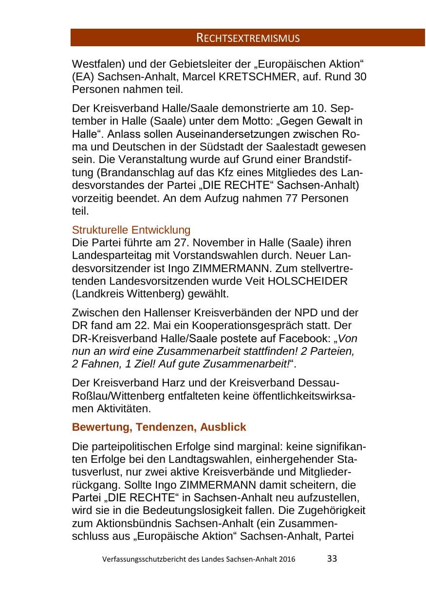Seite 33 des Verfassungsschutzbericht 2016 Sachsen-Anhalt