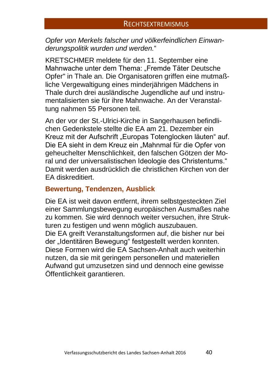 Seite 40 des Verfassungsschutzbericht 2016 Sachsen-Anhalt
