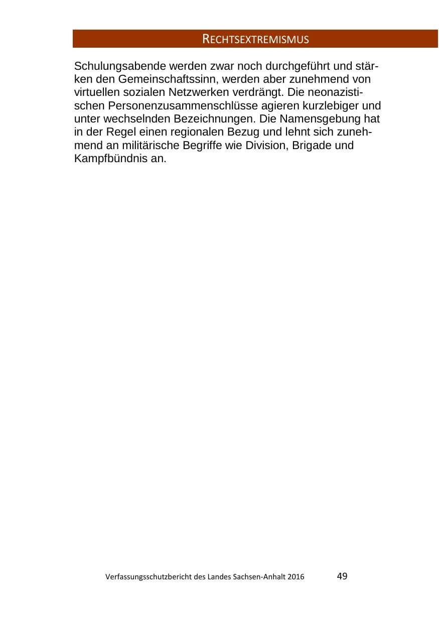 Seite 49 des Verfassungsschutzbericht 2016 Sachsen-Anhalt