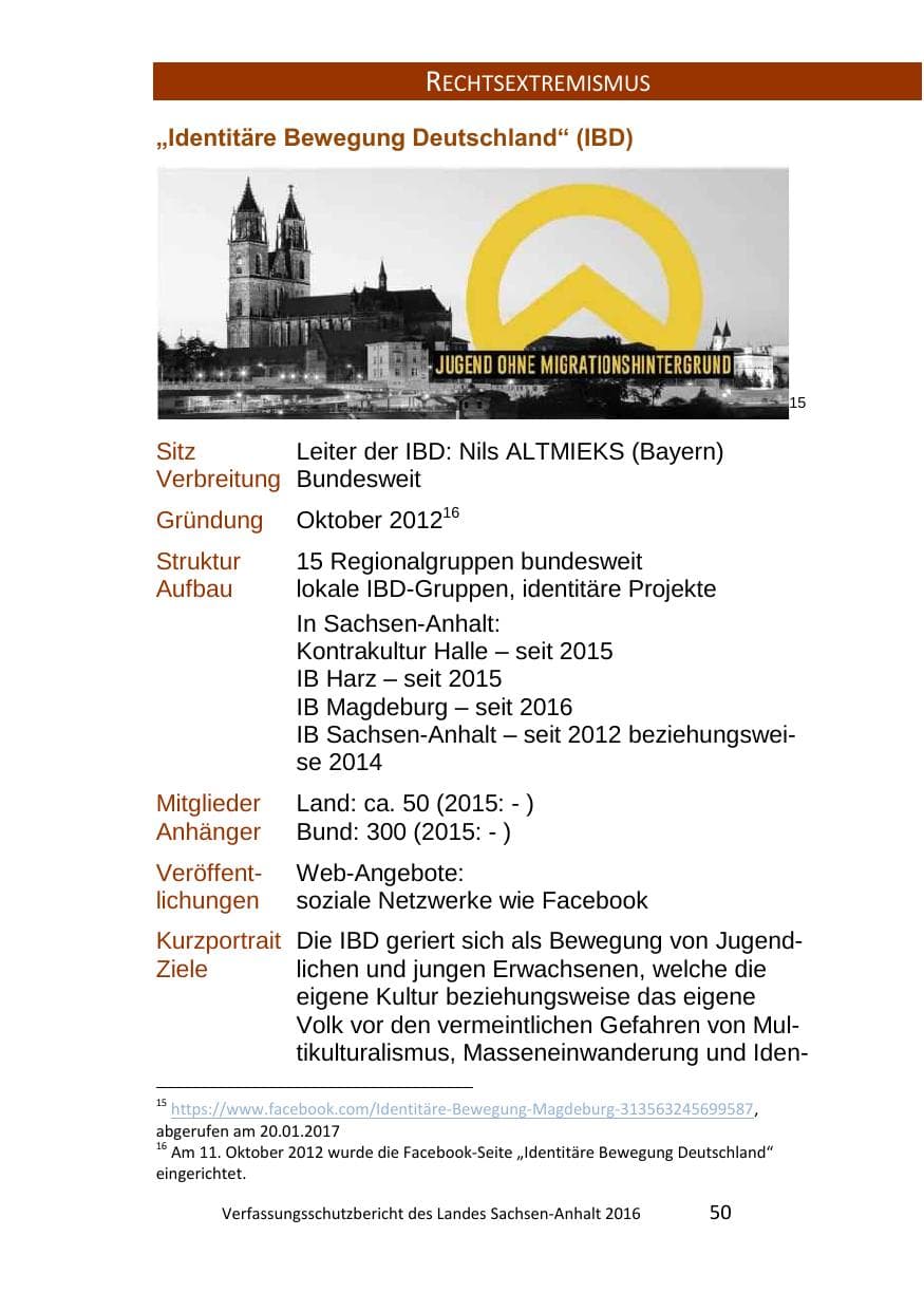 Seite 50 des Verfassungsschutzbericht 2016 Sachsen-Anhalt