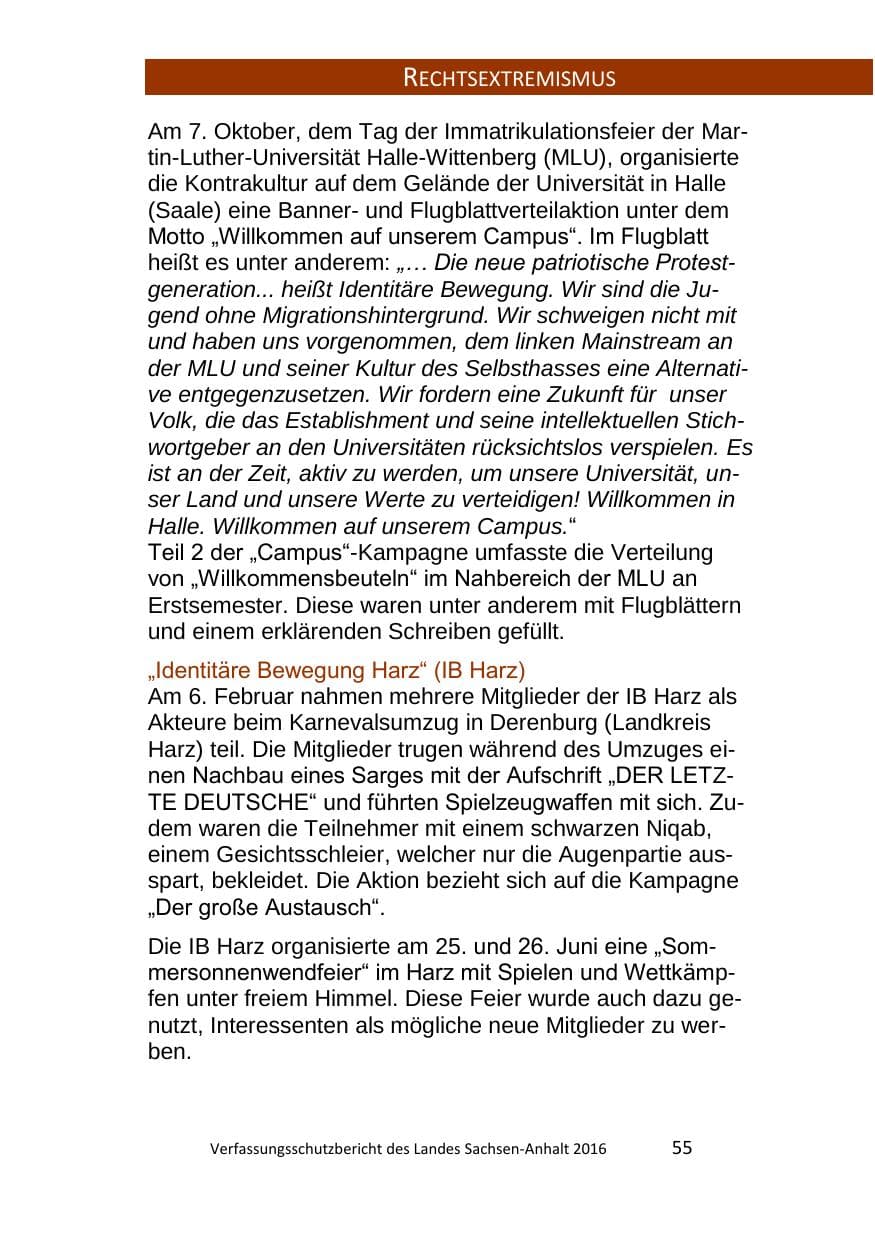 Seite 55 des Verfassungsschutzbericht 2016 Sachsen-Anhalt