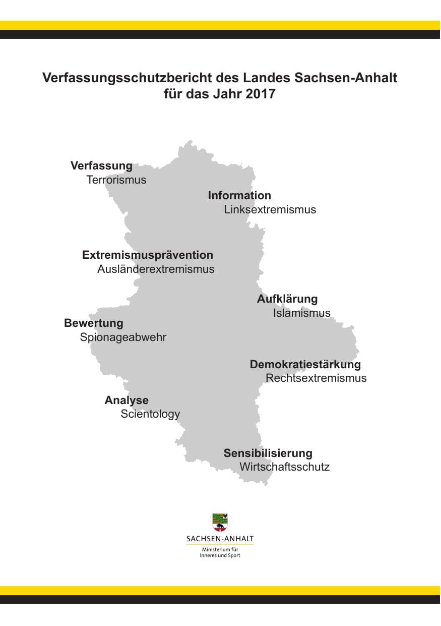 Seite 1 des Verfassungsschutzbericht 2017 Sachsen-Anhalt