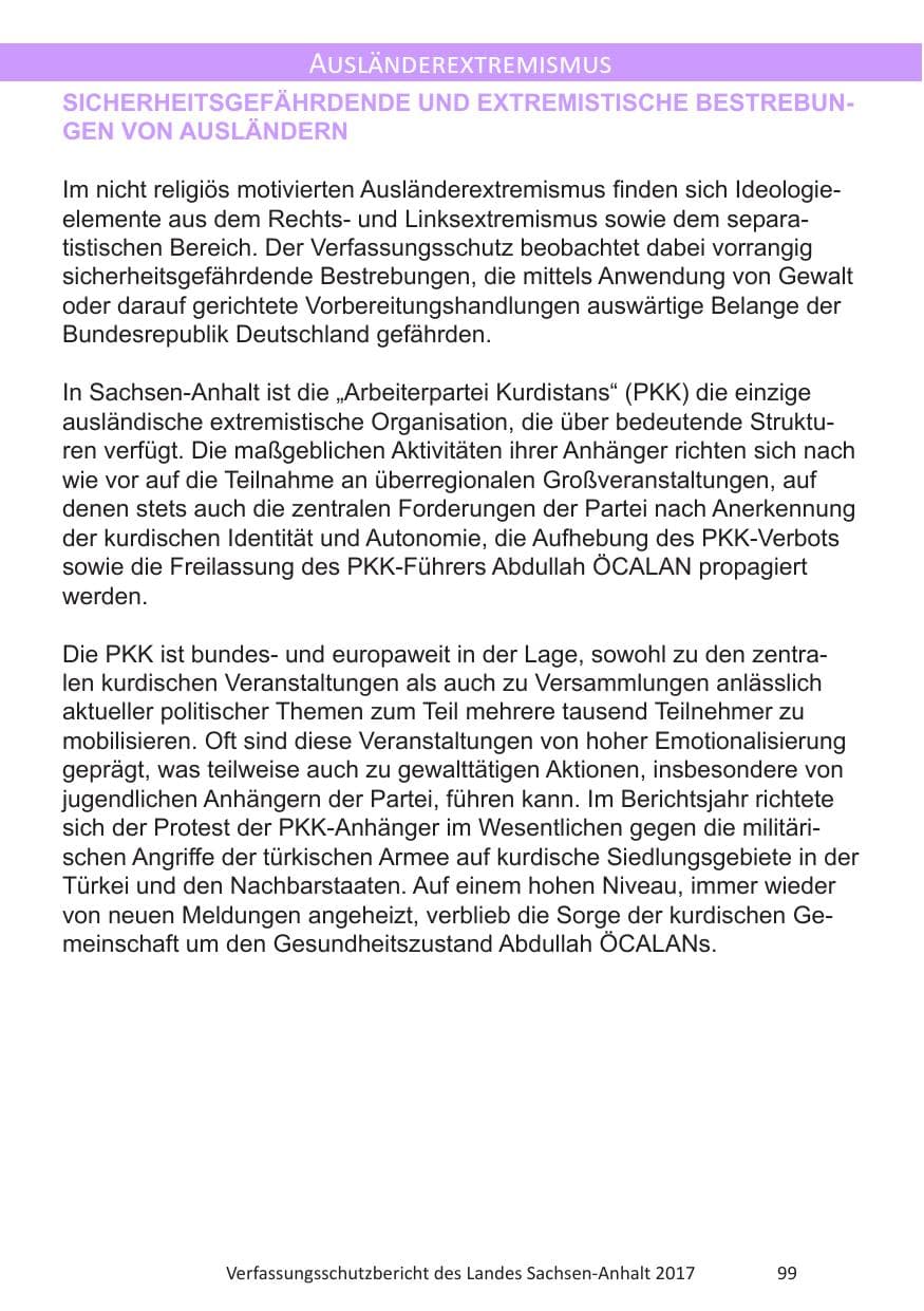 Seite 101 des Verfassungsschutzbericht 2017 Sachsen-Anhalt