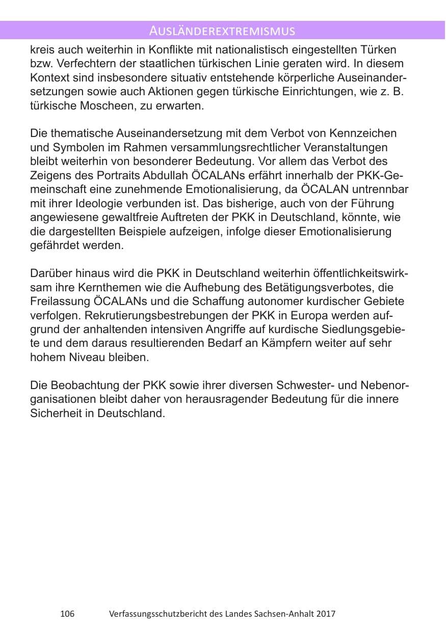 Seite 108 des Verfassungsschutzbericht 2017 Sachsen-Anhalt