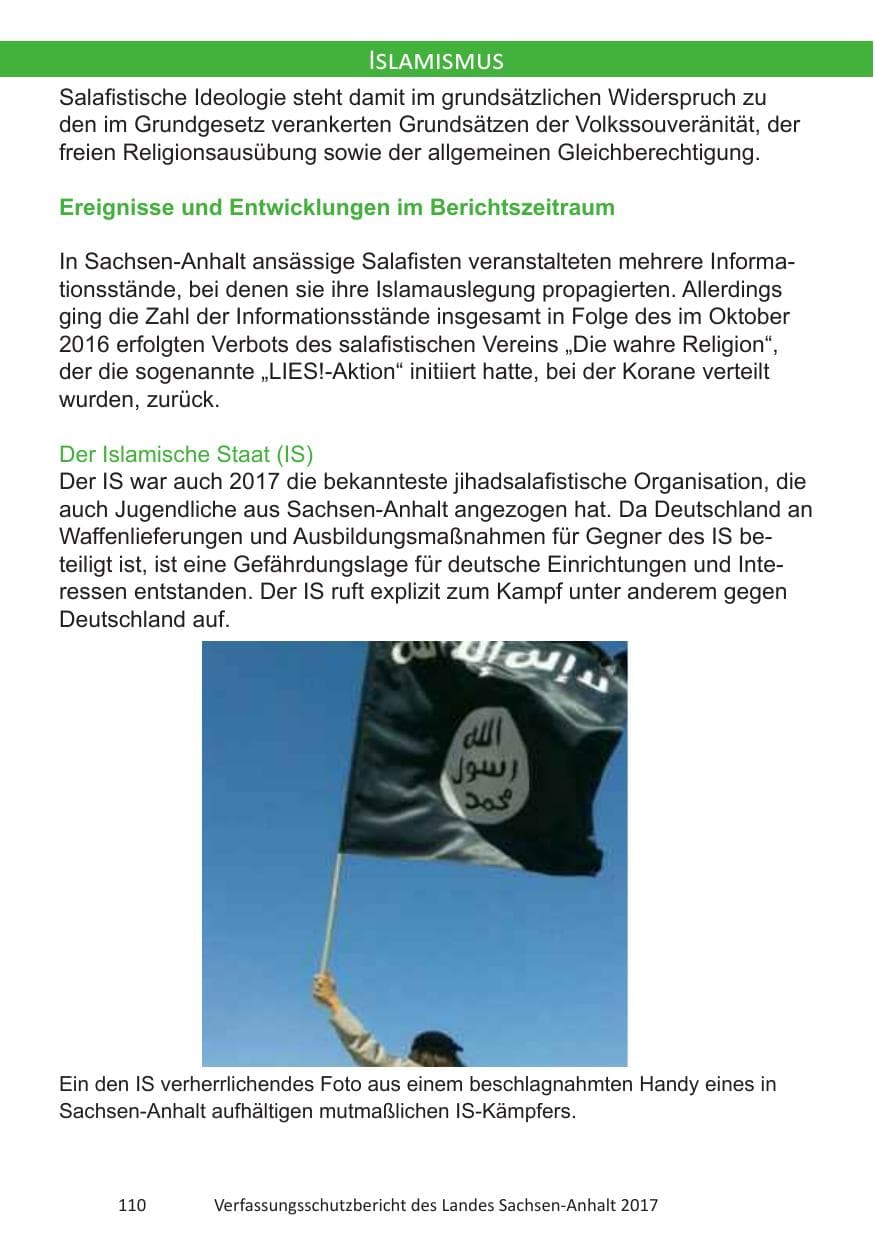 Seite 112 des Verfassungsschutzbericht 2017 Sachsen-Anhalt