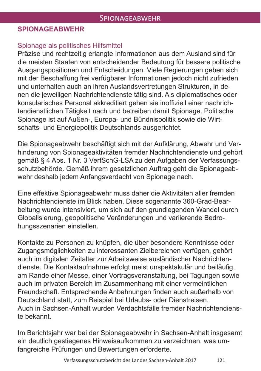 Seite 123 des Verfassungsschutzbericht 2017 Sachsen-Anhalt