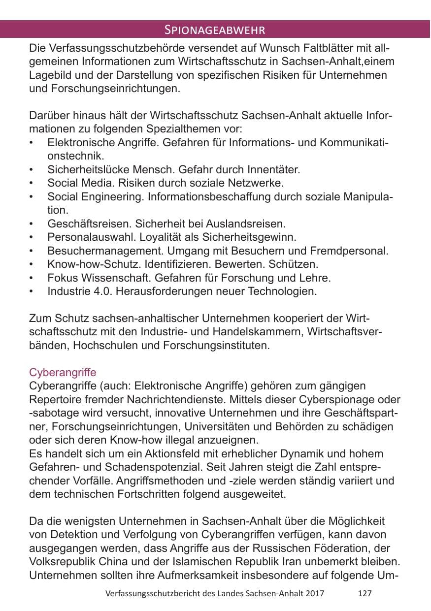 Seite 129 des Verfassungsschutzbericht 2017 Sachsen-Anhalt