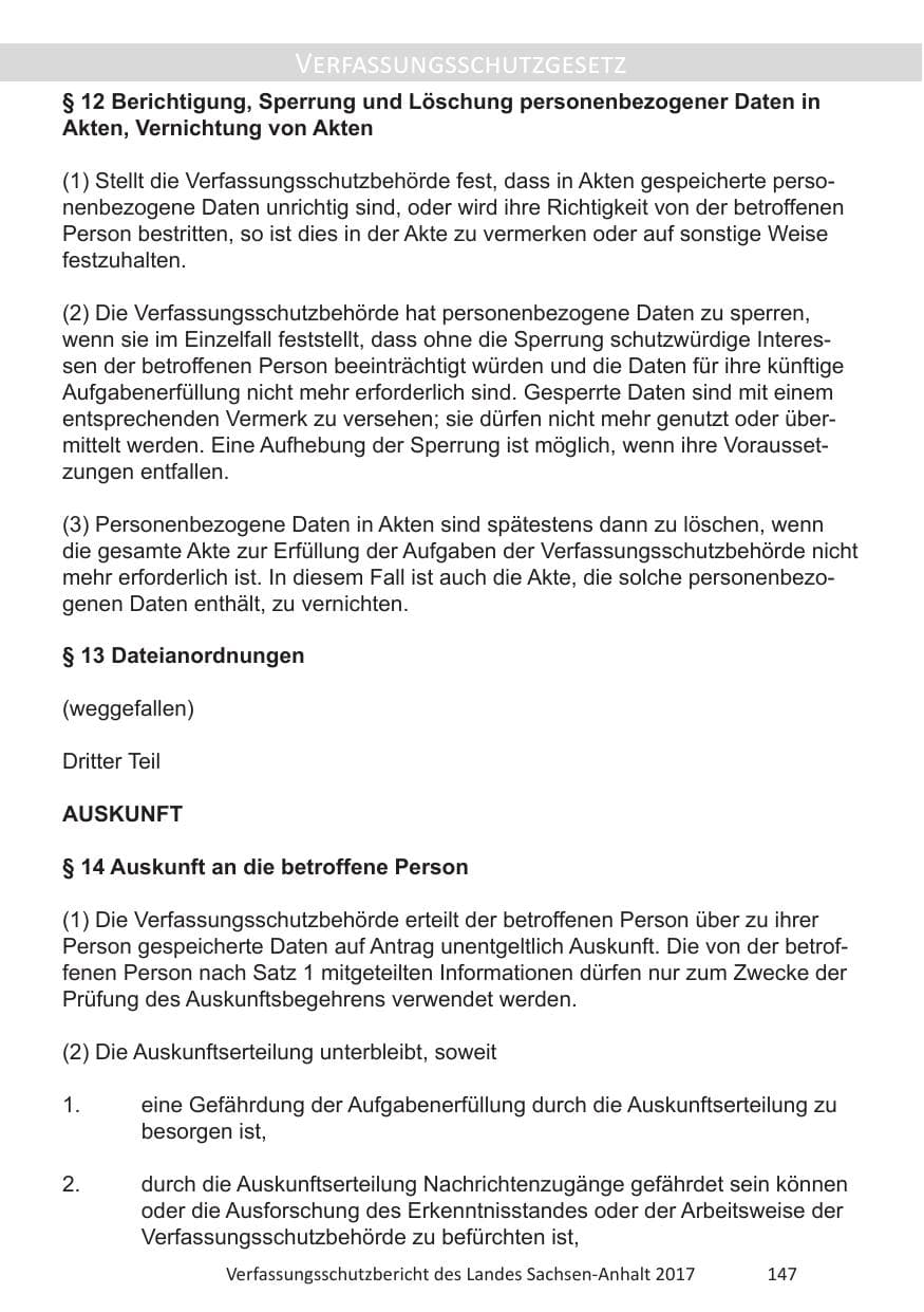 Seite 149 des Verfassungsschutzbericht 2017 Sachsen-Anhalt