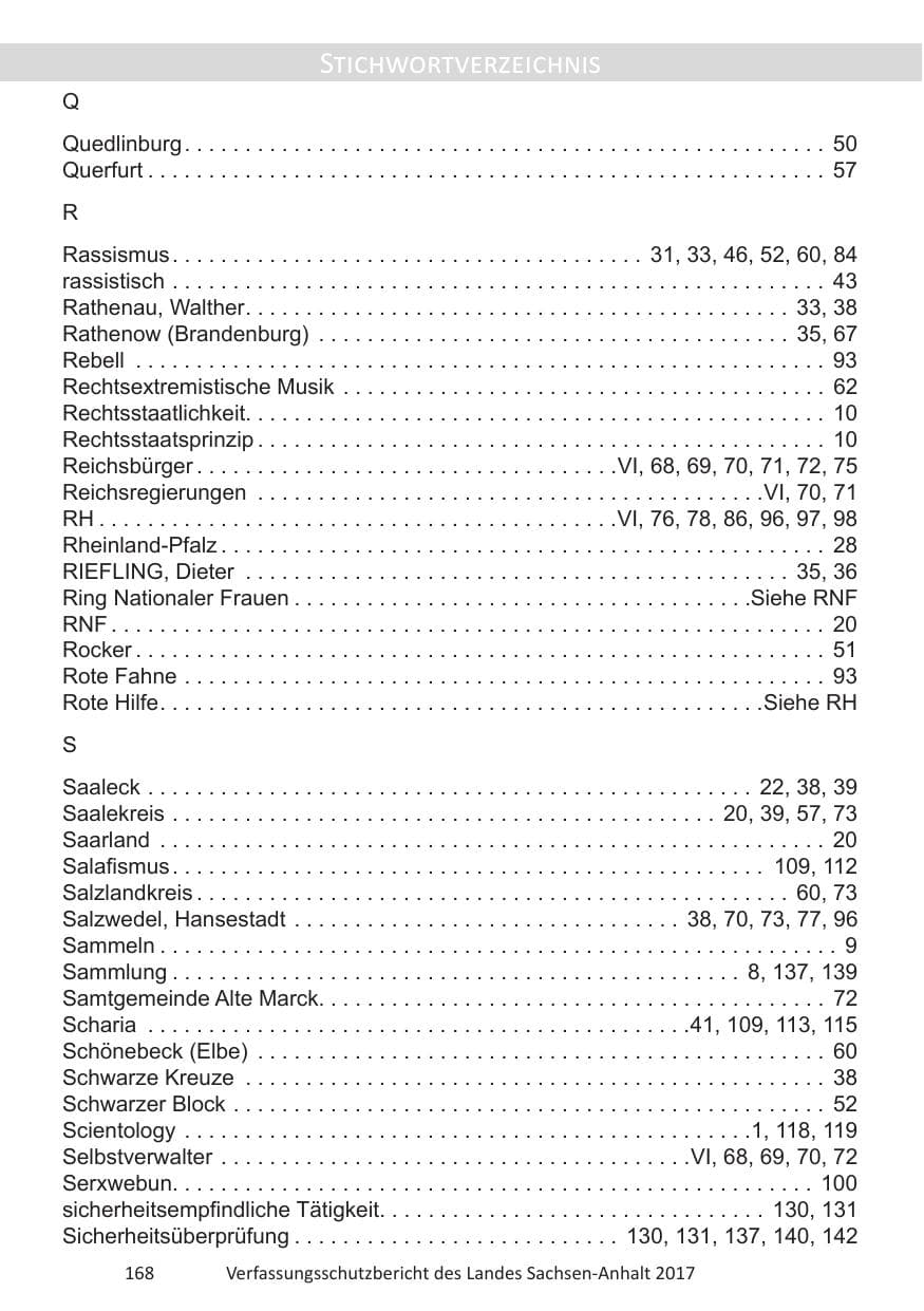Seite 170 des Verfassungsschutzbericht 2017 Sachsen-Anhalt