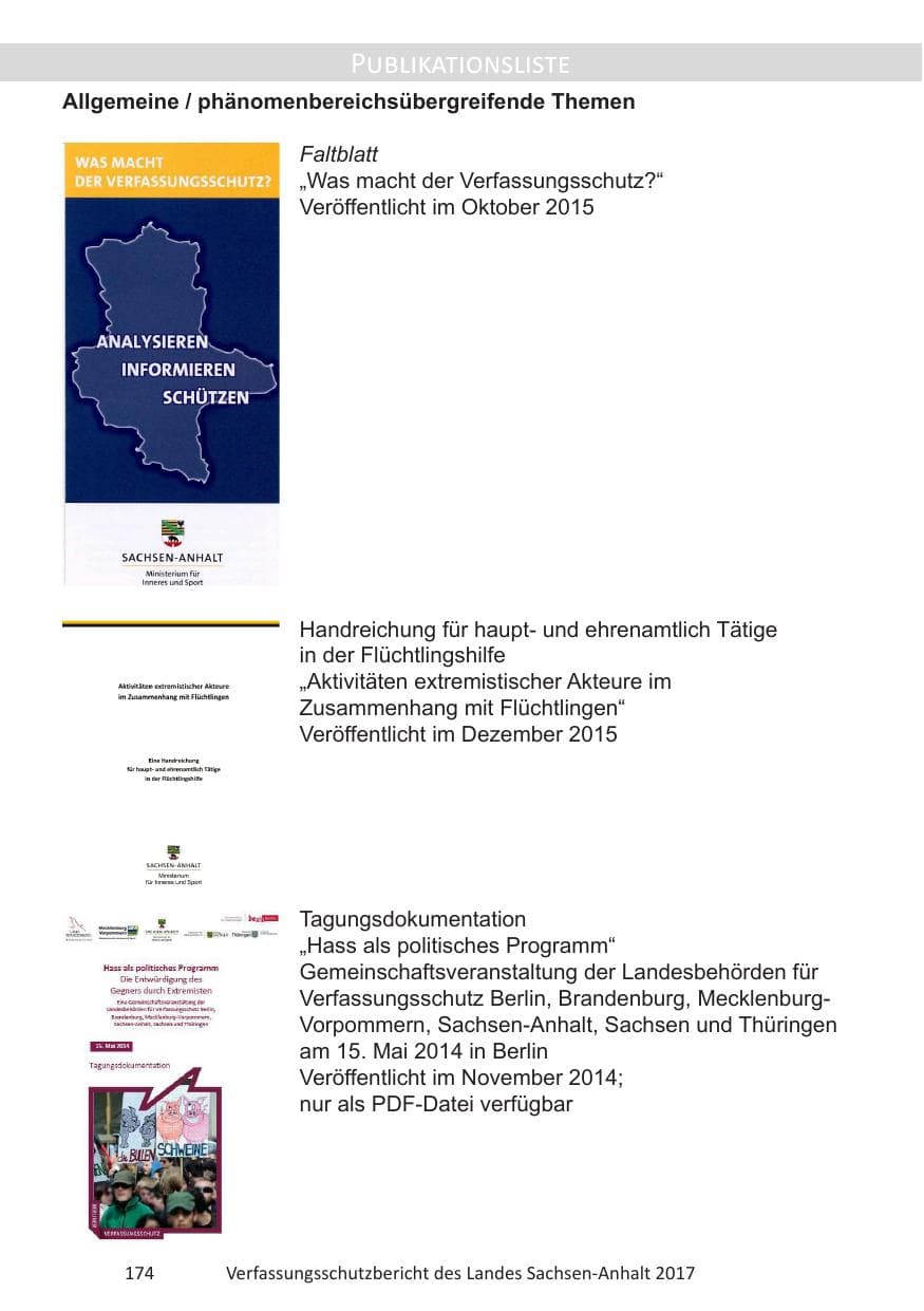 Seite 176 des Verfassungsschutzbericht 2017 Sachsen-Anhalt