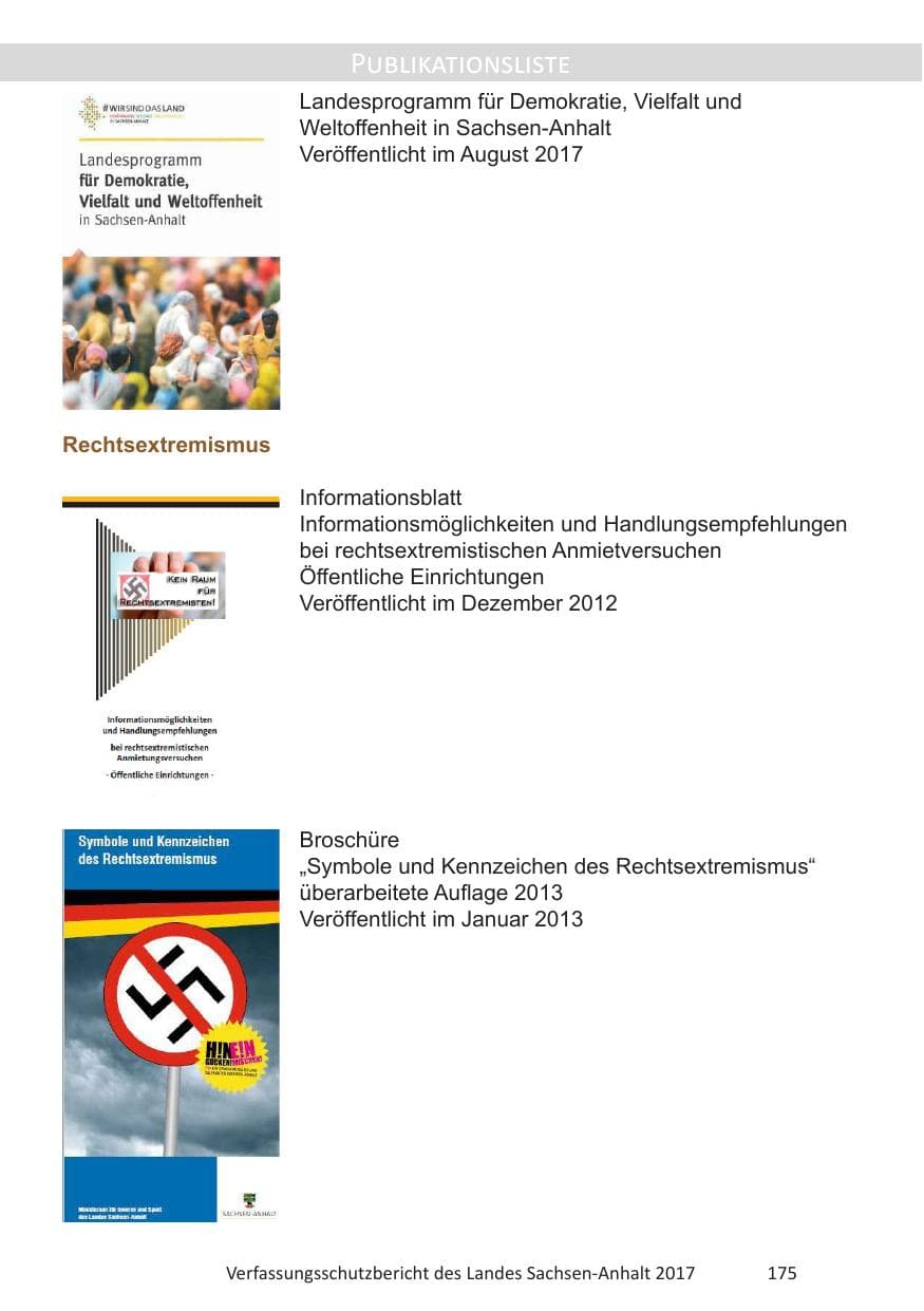 Seite 177 des Verfassungsschutzbericht 2017 Sachsen-Anhalt