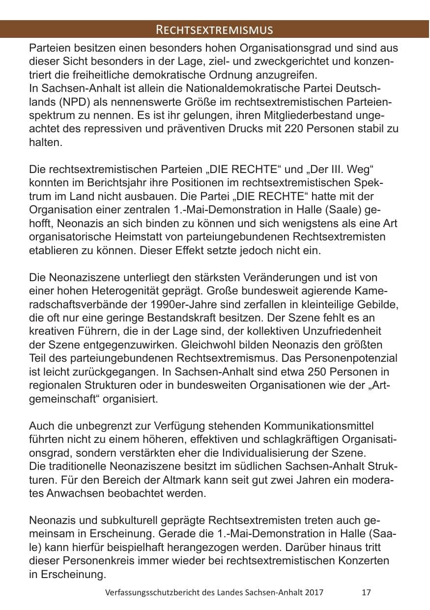 Seite 19 des Verfassungsschutzbericht 2017 Sachsen-Anhalt