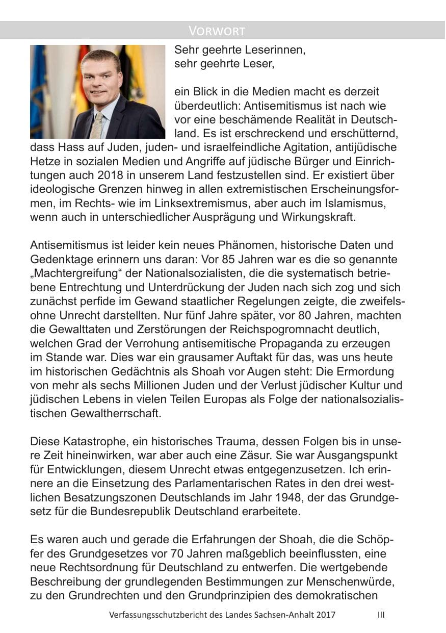 Seite 5 des Verfassungsschutzbericht 2017 Sachsen-Anhalt