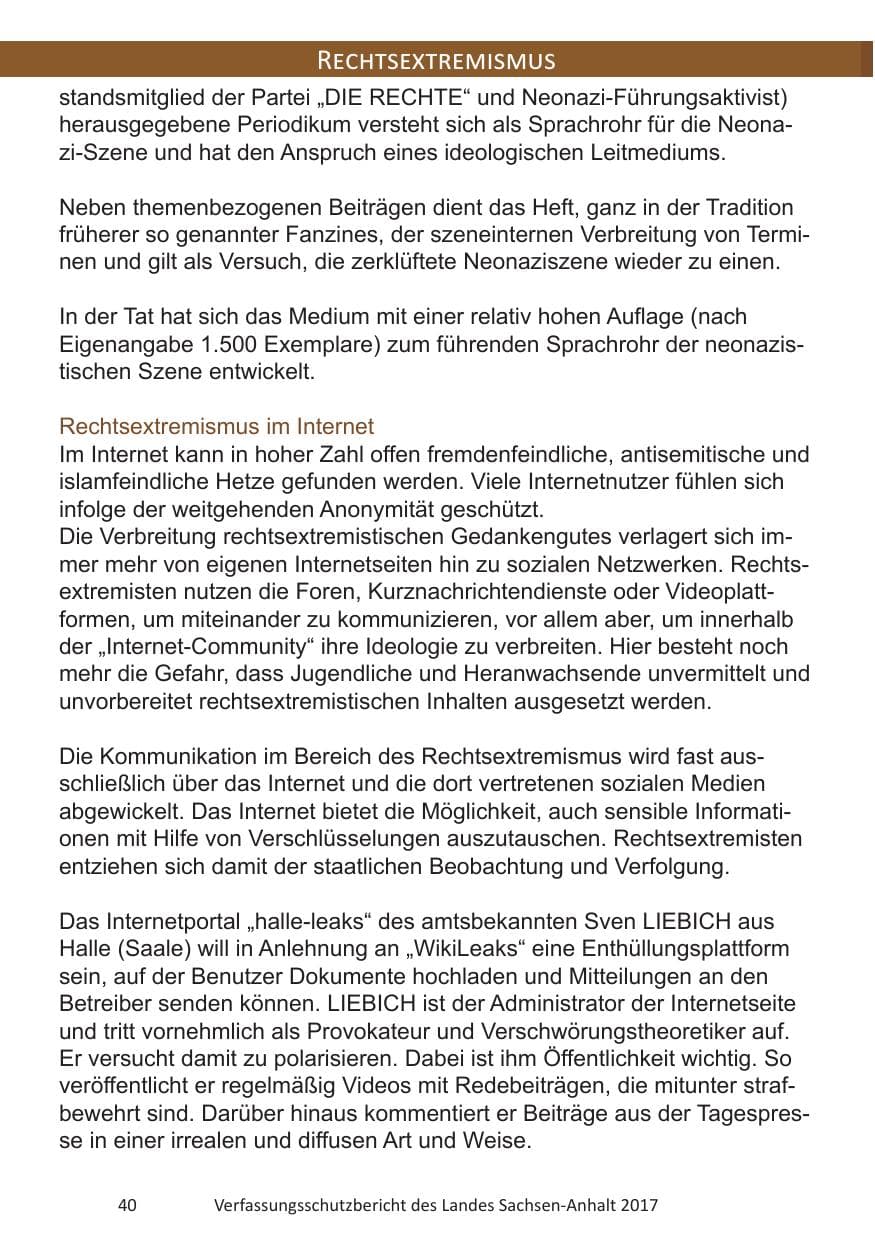 Seite 42 des Verfassungsschutzbericht 2017 Sachsen-Anhalt