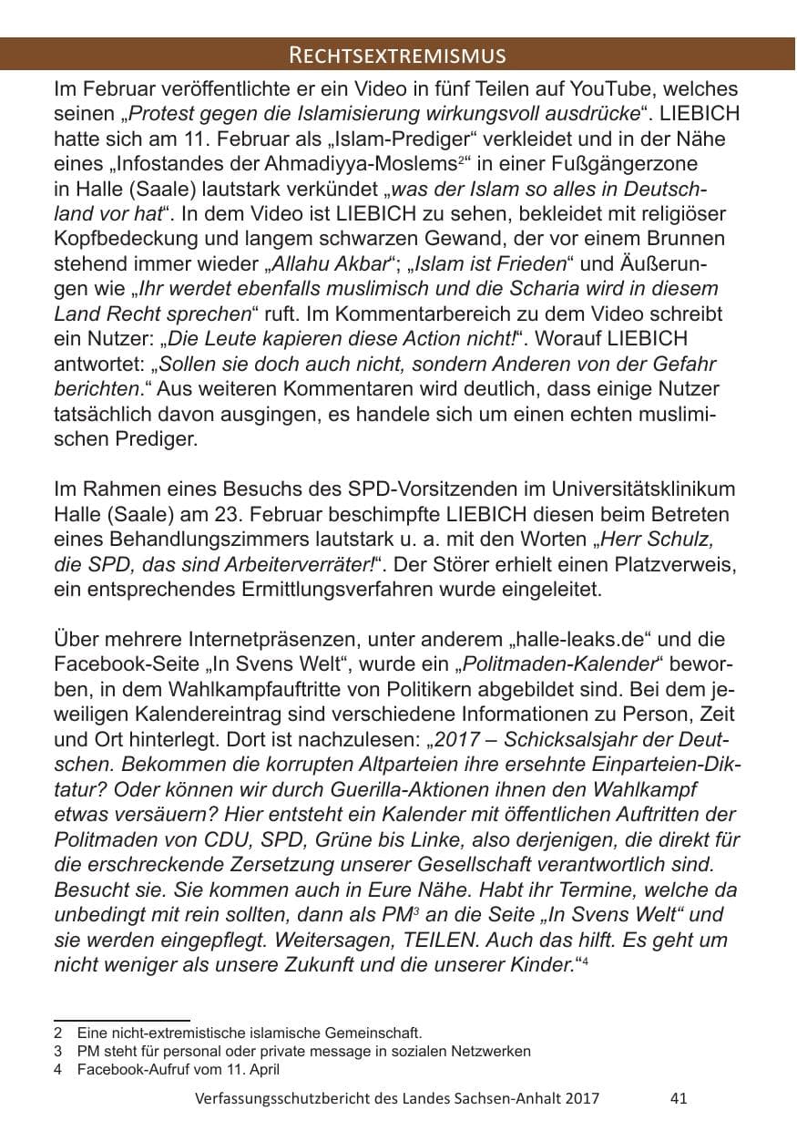 Seite 43 des Verfassungsschutzbericht 2017 Sachsen-Anhalt