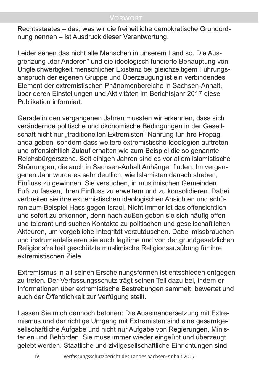 Seite 6 des Verfassungsschutzbericht 2017 Sachsen-Anhalt