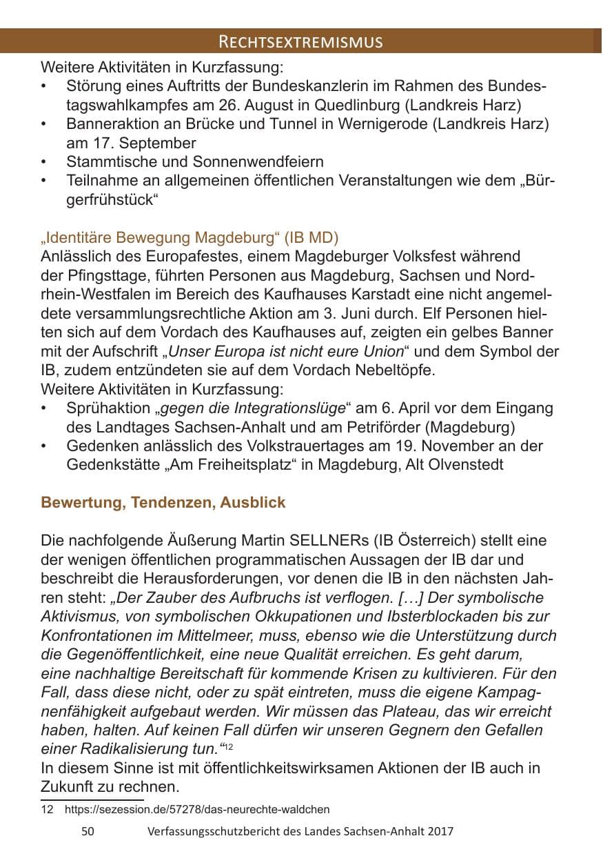 Seite 52 des Verfassungsschutzbericht 2017 Sachsen-Anhalt