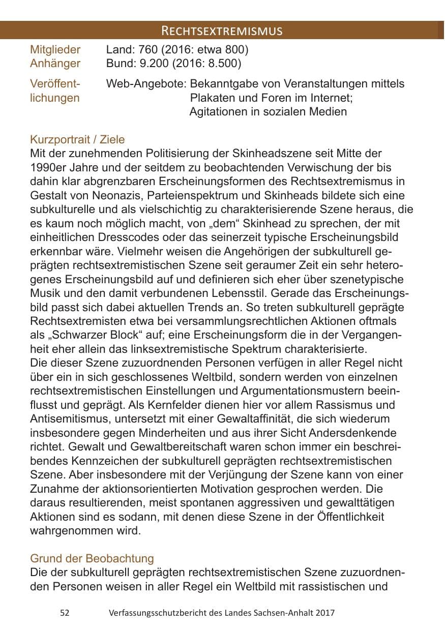 Seite 54 des Verfassungsschutzbericht 2017 Sachsen-Anhalt