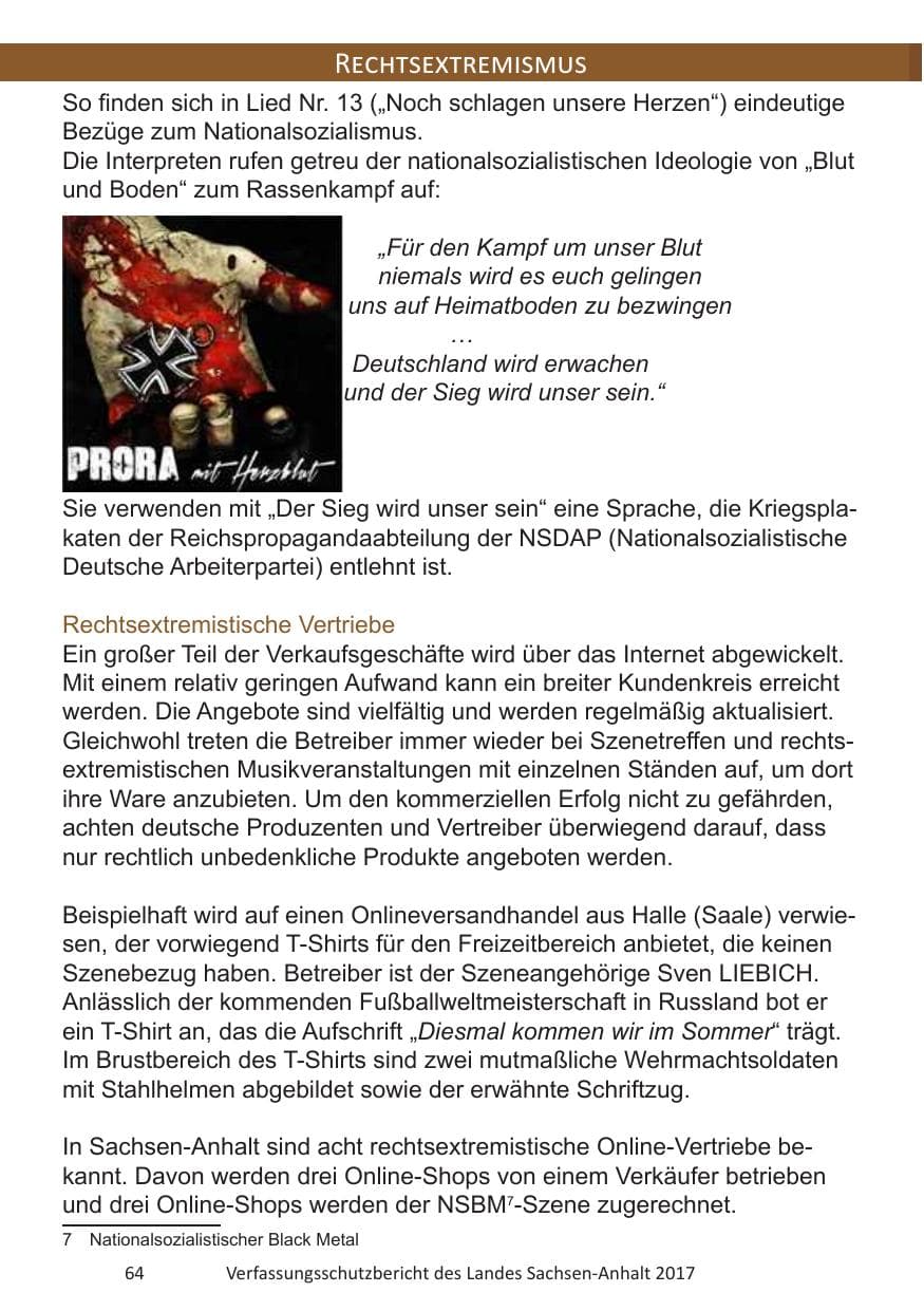Seite 66 des Verfassungsschutzbericht 2017 Sachsen-Anhalt