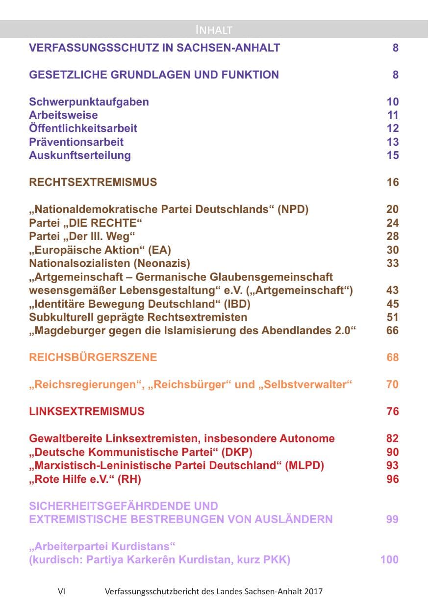Seite 8 des Verfassungsschutzbericht 2017 Sachsen-Anhalt