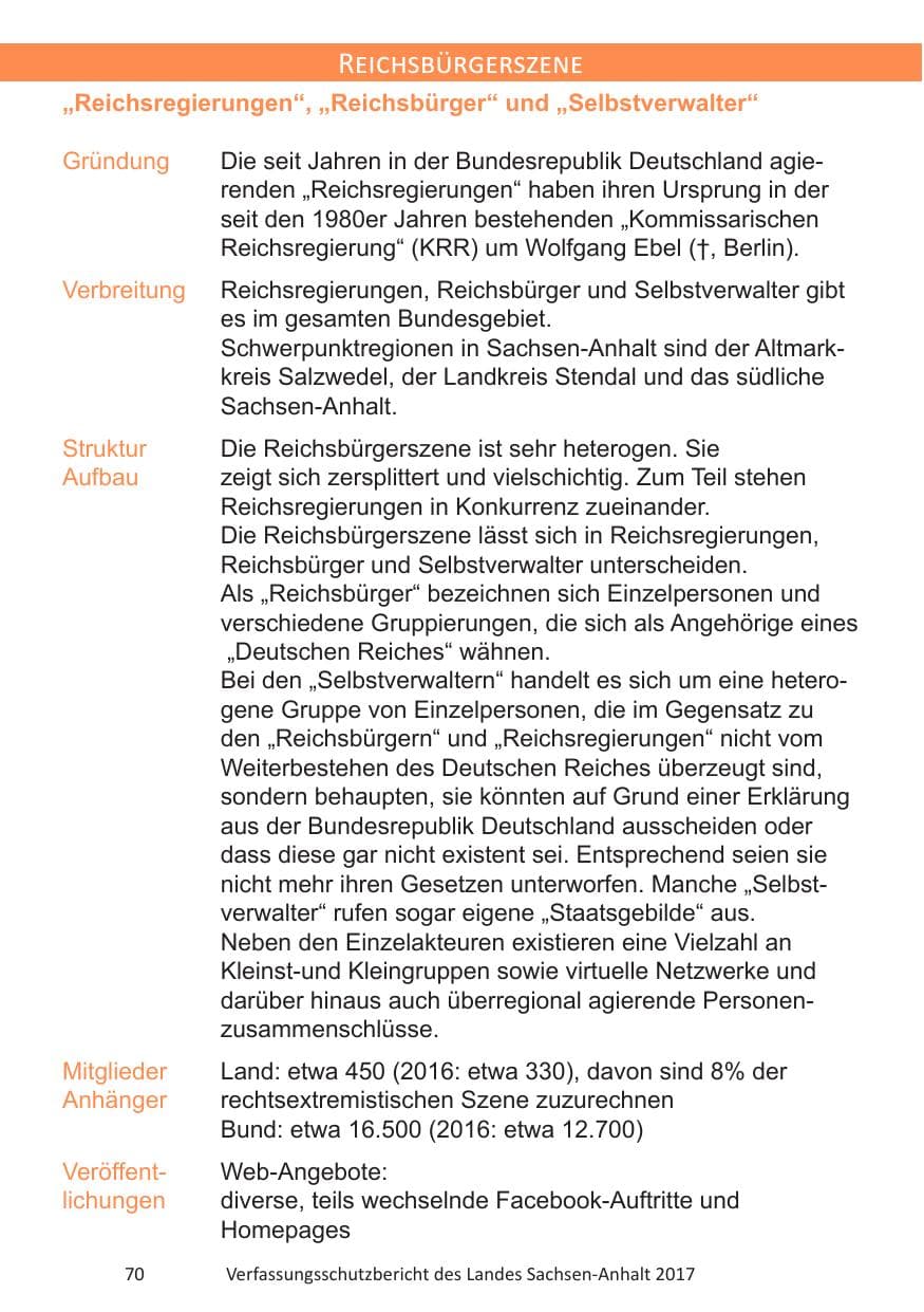 Seite 72 des Verfassungsschutzbericht 2017 Sachsen-Anhalt