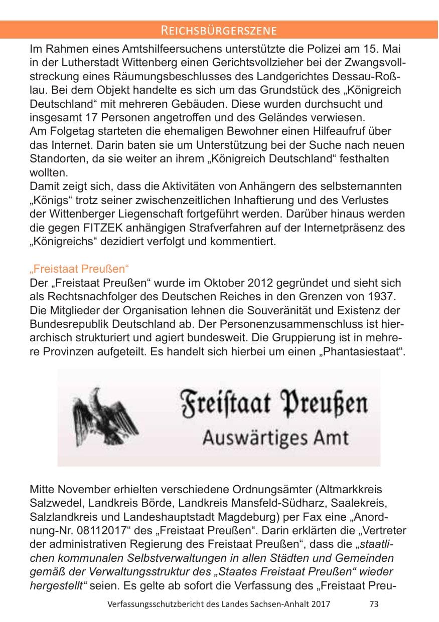 Seite 75 des Verfassungsschutzbericht 2017 Sachsen-Anhalt