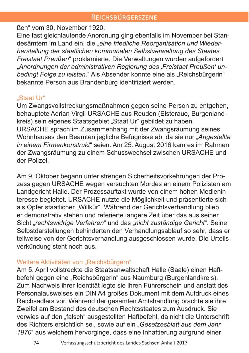 Seite 76 des Verfassungsschutzbericht 2017 Sachsen-Anhalt