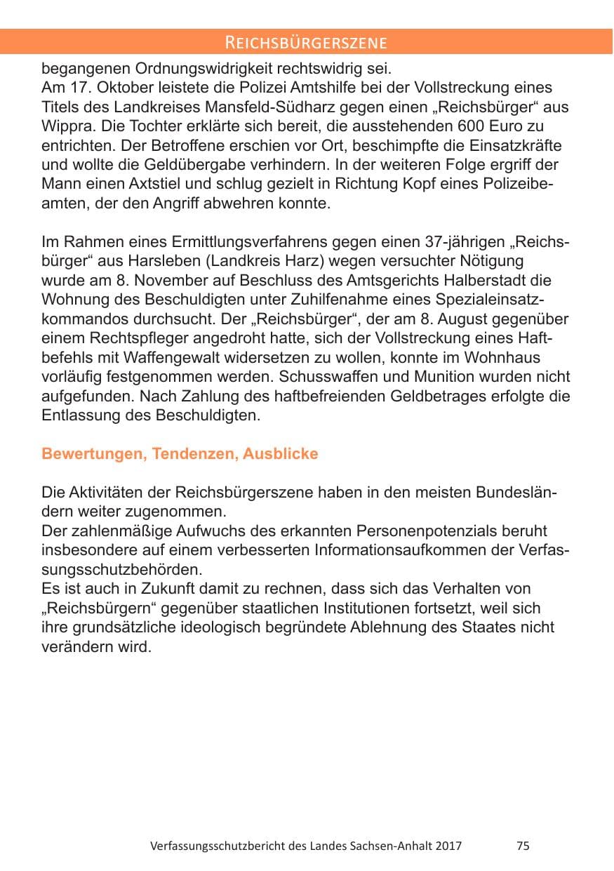 Seite 77 des Verfassungsschutzbericht 2017 Sachsen-Anhalt