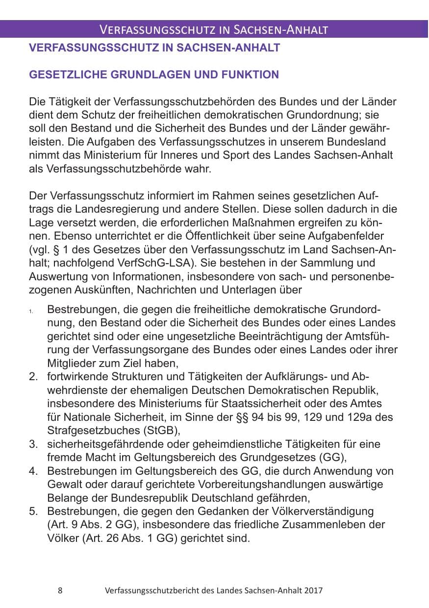 Seite 10 des Verfassungsschutzbericht 2017 Sachsen-Anhalt