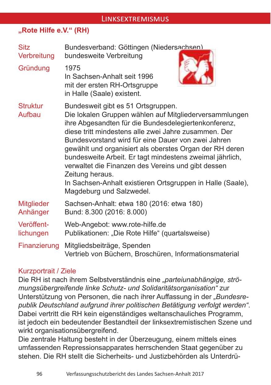 Seite 98 des Verfassungsschutzbericht 2017 Sachsen-Anhalt