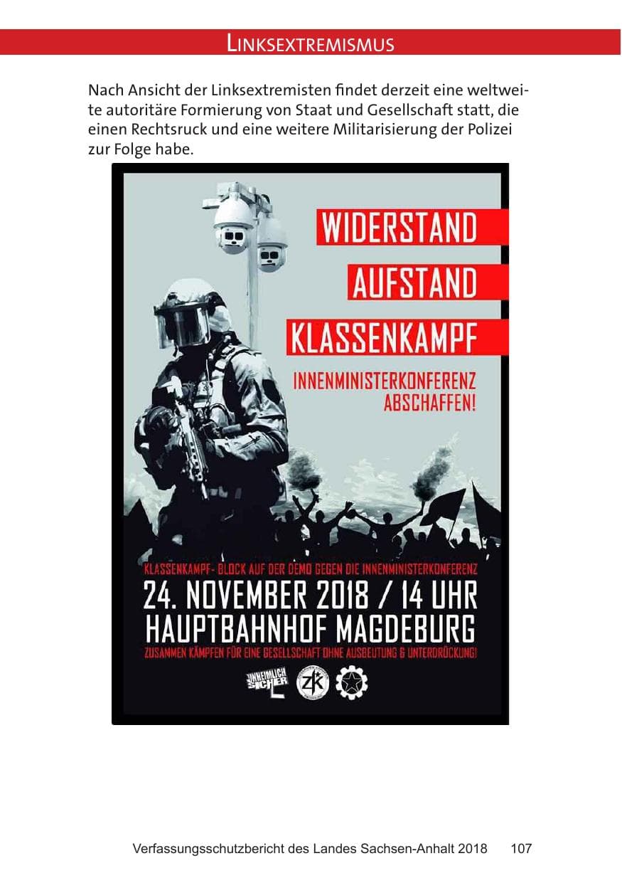 Seite 107 des Verfassungsschutzbericht 2018 Sachsen-Anhalt