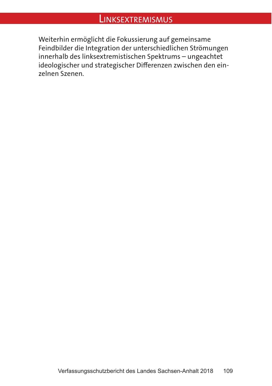 Seite 109 des Verfassungsschutzbericht 2018 Sachsen-Anhalt
