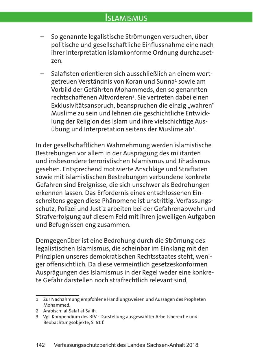 Seite 142 des Verfassungsschutzbericht 2018 Sachsen-Anhalt