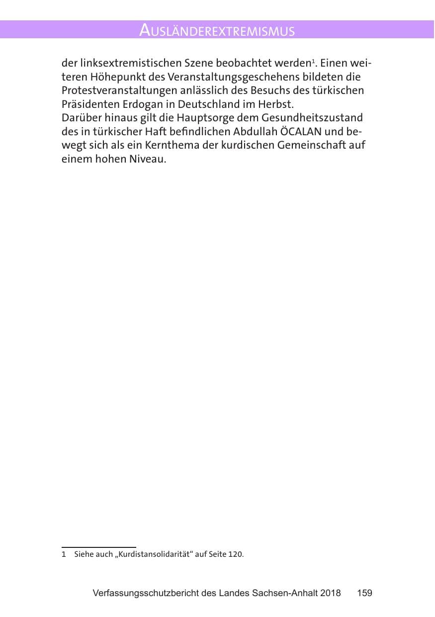 Seite 159 des Verfassungsschutzbericht 2018 Sachsen-Anhalt