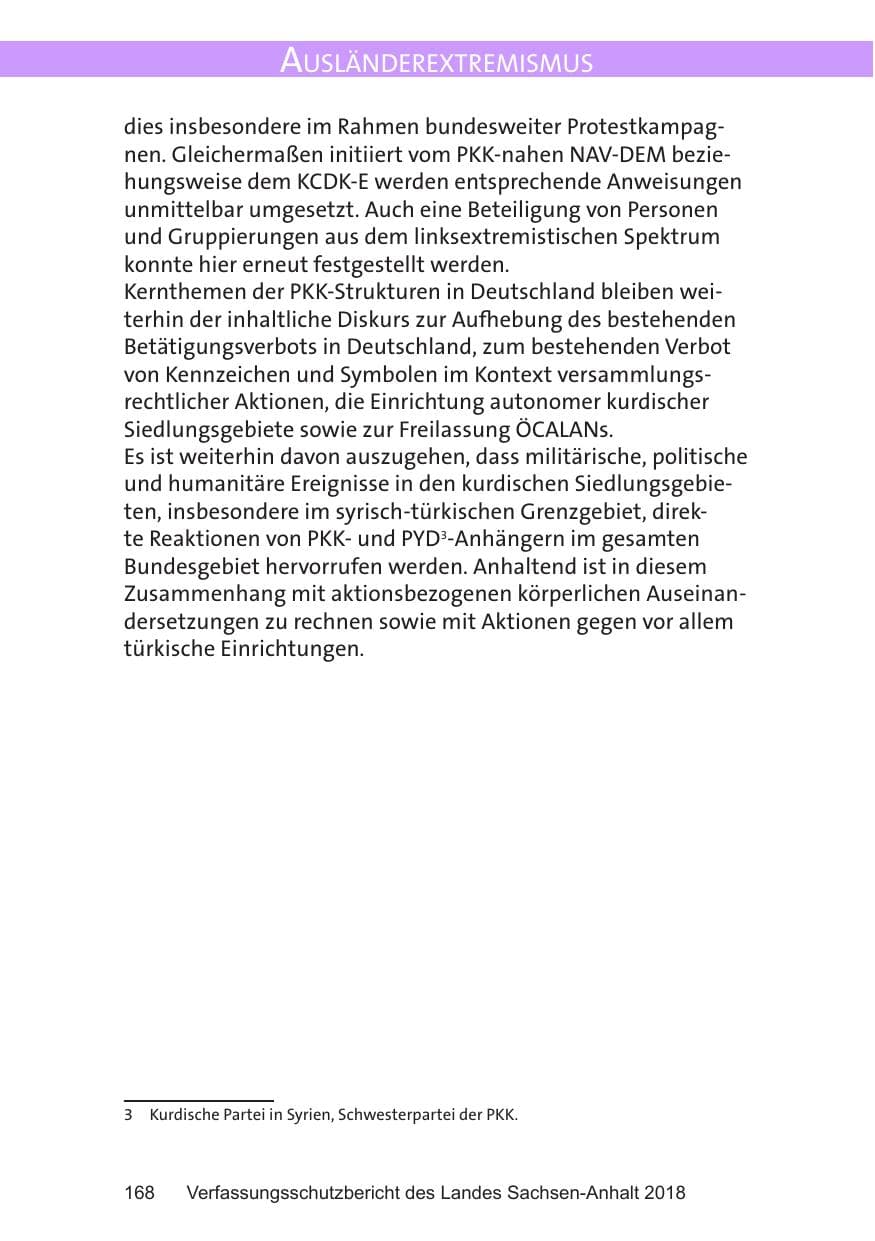 Seite 168 des Verfassungsschutzbericht 2018 Sachsen-Anhalt