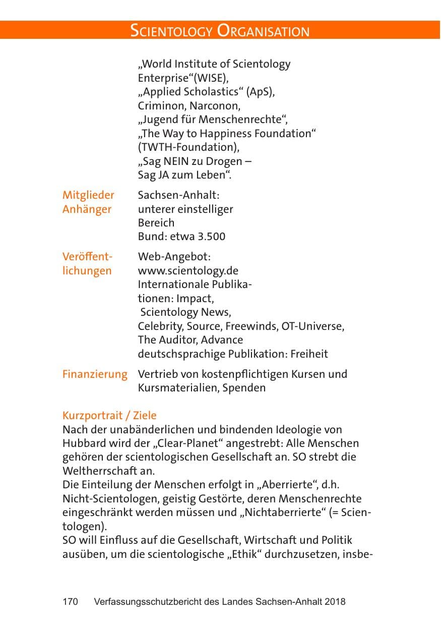 Seite 170 des Verfassungsschutzbericht 2018 Sachsen-Anhalt