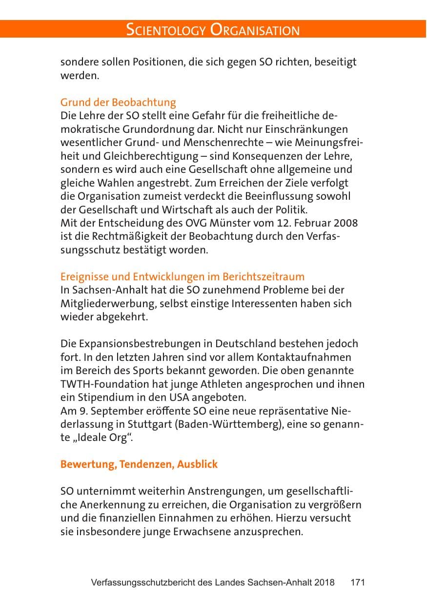 Seite 171 des Verfassungsschutzbericht 2018 Sachsen-Anhalt