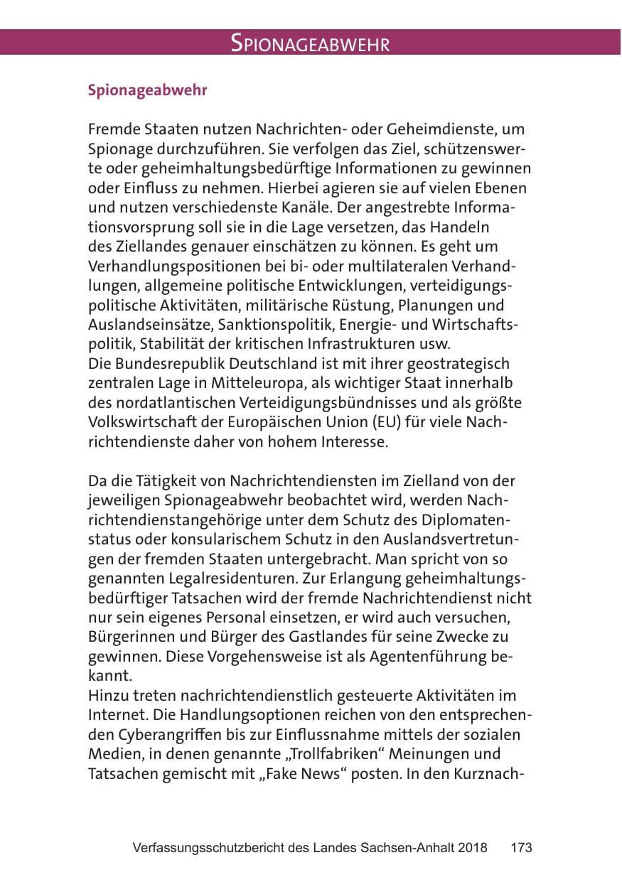 Seite 173 des Verfassungsschutzbericht 2018 Sachsen-Anhalt