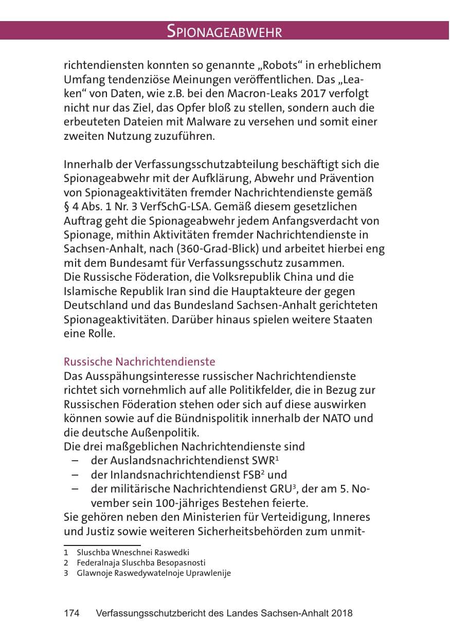 Seite 174 des Verfassungsschutzbericht 2018 Sachsen-Anhalt