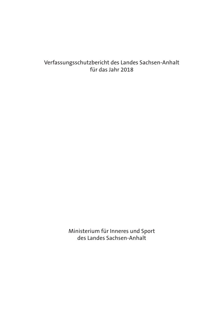 Seite 3 des Verfassungsschutzbericht 2018 Sachsen-Anhalt
