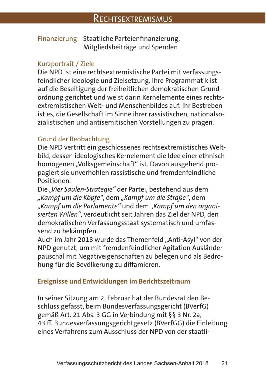 Seite 21 des Verfassungsschutzbericht 2018 Sachsen-Anhalt