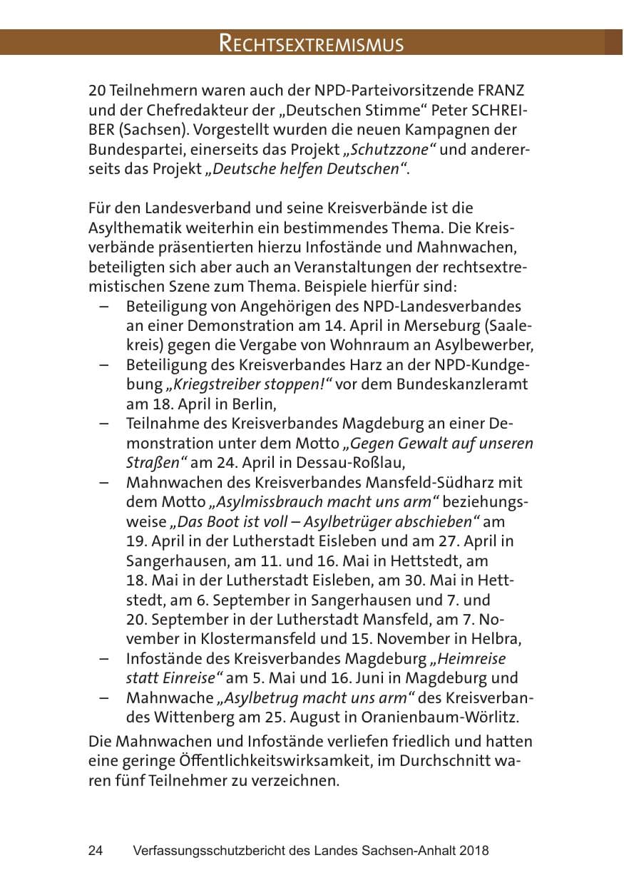 Seite 24 des Verfassungsschutzbericht 2018 Sachsen-Anhalt
