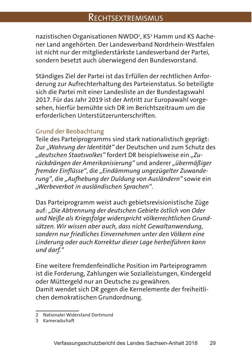 Seite 29 des Verfassungsschutzbericht 2018 Sachsen-Anhalt