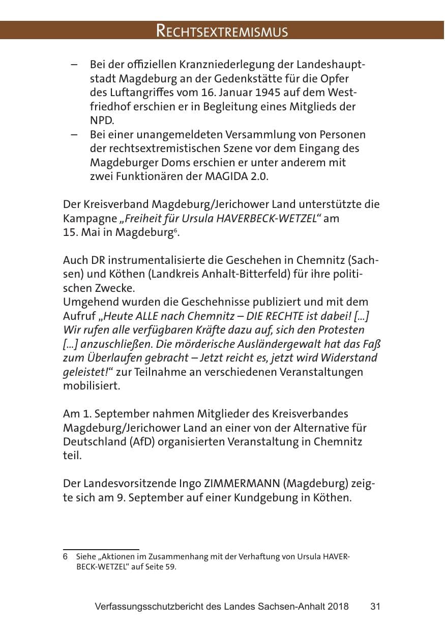 Seite 31 des Verfassungsschutzbericht 2018 Sachsen-Anhalt
